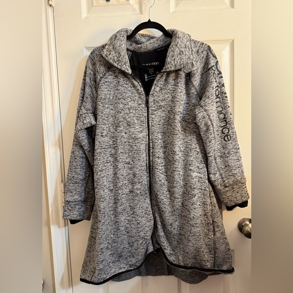 Calvin Klein Jackets & Blazers - Calvin Klein Women's Heathered Gray & black sweater Jacket XL not faded